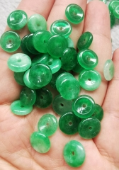 10pcs 8mm to 20mm Emeral green  jade Circle donut gemstone pendant focal bead  Emeral green jade  for jewelry making