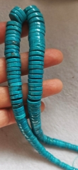 3strandds 18inch  Blue matrix Turquoise stone Rondelle Heishi Wheel  Slab coin disc Spacer Beads size different necklace stone 6-16mm