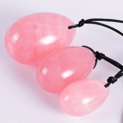 Rare Genuine  Rose Quartz Vaginal Massage Eggs Vaginal Drilled Yoni Egg Kegel Exerciser yoni egg women Yoga Pink quartz pendant