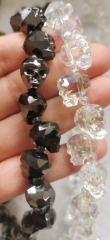 Handmade Black Jet Crystal Skull Beads -clear white- 13X15mm 10pcs  Fully drilled - skelleton loose beads for jewelry making DIY