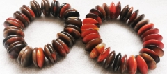 Rare Large  Matte Red Gray Brown Botswana Agate Gemstone Nantural 22X9mm heishi Wheel Slice Strip bead Bracelet 8inch