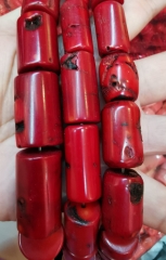 Large 30mm to 10mm Red Coral jewlery drum barrel Cylinder column bar nuggets loose beads full strand 16inch