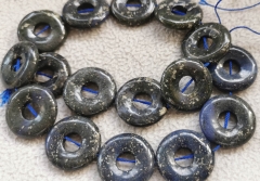 40% OFF---16inch  25mm (1")  Pendant gemstone - Lapis Lazuli Donut Pi circle connector DIY bead