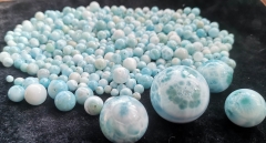5pcs Genuine Larimar 4-20mm Cabs Round Dolphin color stone sphere blue pectolite,Round Ball Blue  loose larimar pendant gemstones
