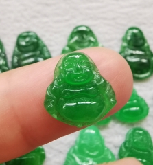 Handmade Canadian Jade Smile Buddha Carving 13-20mm bead -Natural Green Jade carving, Jade Buddha Pendant -cabochon