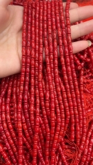 16inch Red coral jewelry Natural Coral Beads bar bamboo tube  carved 4-10mm  sea coral  loose bead for jewelry making