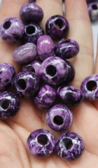 20pcs Puprle Charoite rondelle Abacuse 14x10mm  Large Hole Gemstone Sphere Ball Round Beads Natural Gemstone Beads Jewelry Making Supplies