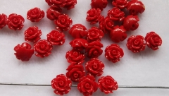 20pcs Red Rose  Carved Flower  Resin bead 8mm for necklace-bracelet-earrins jewelry making