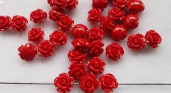 20pcs Red Rose  Carved Flower  Resin bead 8mm for necklace-bracelet-earrins jewelry making