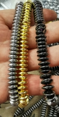 140pcs Gold-Silver-gold Hematite Beads  Natural Gemstone Round heishi  slice smooth  Loose Beads 4MM 6MM 8MM 10MM 12MM Full strand 16inch