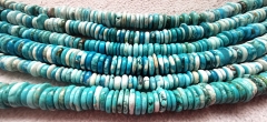 Unique White Blue  Turquoise Heishi Tyre shape 6-14mm BeadsWheel Turquoise Beads | Smooth Turquoise Heishi Beads Necklace 16inch