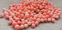 Half-drilled hole--24PCS  Red round coral -Natural bamboo pink coral 4-8mm Round ball salmon For jewelry making, For earrings, For pendants,