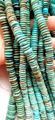 Rare Bronze Turquoise Heishi Tyre shape 10-15mm abacuse wheel slice  Beads  | Turquoise Beads | Smooth Turquoise Heishi Beads Necklace