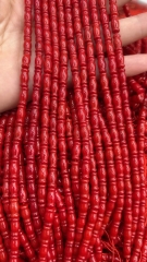 16inch Red coral jewelry Natural Coral Beads bar bamboo tube  carved 4-10mm  sea coral  loose bead for jewelry making