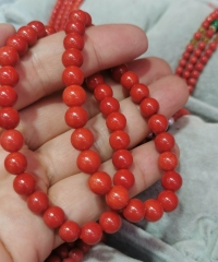 AAA Red Coral Bracelet Genuine  Round Ball Orange Red Bamboo Coral Bead Bracelet Natural Coral Bracelet For gift