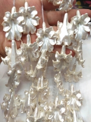 Large 25-50mm Rose  tulip  Cabochon / pearl white -red-black-white-blue lapis-pink Resin Flower Necklace Focal  full strand 16inch