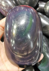 Large Genuine  obsidian,Copper Rainbow Gold obsidian Cabochons,Gemstone,Prayer sphere  Loose Stone,Semi Precious