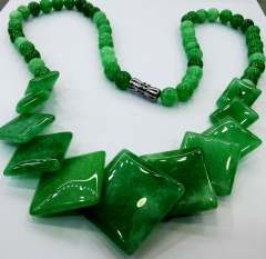 22inch Natural Jade jewelry Necklace,  Women necklace-Square Box round chain beads with strong clasp