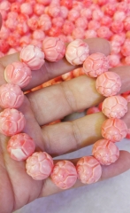 Pink Conch --Carved Flower Turquoise round Resin bead  12mm for necklace-bracelet-earrins jewelry making 8inch