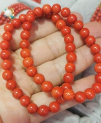 AAA Red Coral Bracelet Genuine  Round Ball Orange Red Bamboo Coral Bead Bracelet Natural Coral Bracelet For gift