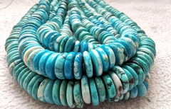 Unique White Blue  Turquoise Heishi Tyre shape 6-14mm BeadsWheel Turquoise Beads | Smooth Turquoise Heishi Beads Necklace 16inch