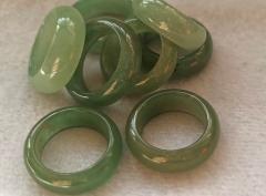 Natural Burma Jadeite Round Rings Circle Fat 8-11US Green Gemstone Beads Nephrite Jade for man rings woman ring