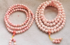 108pcs Natural Pink queen conch prayer beads / 6mm 8mm round beads Necklace / Meditation buddha / Prayer beads / tibetan mala / buddhist