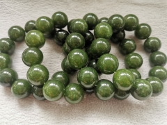 Large 20mm Natural Army Green Jade -jadeite  bracelet Ball  round  ball woman or  man bracelet 8-16inch