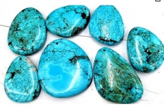 Top Drilled - 4pcs 25-50mm Turquoise Slab Pendant Drop Teardrop pear Stone cabochon Freeform Ring Earring Charm Bead Focal DIY
