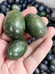 2pcs Natural  Green Golden Pyrite Stone Spirit Metaphysical Chakra  Healing Egg-Lapis Lazulie -Chrysoprase cabochon sphere   puffy Gems