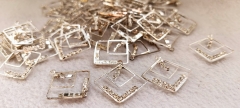 Chunky Square Rhinestone Earring Charms - Stearling Silver Diadmong 30mm Charm Link Connector Beads, Spacer bead 2-10pcs