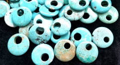 2pcs Matrix Blue turquoise stone  pendant, donut Circle Drop gemstone focal, stone coin, round earrings Focal 40-50mm(2")