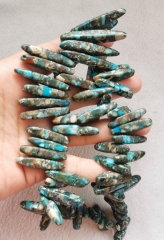 17inch Blue -green- Red Sea Sediment Impression Jasper Necklace  20-45mm Jasper Stick Beads Points noodle Gemstone Spike