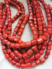 40CM red coral jewelry Faceted Brick  squere  box  barrel 10-14mm   sea coral  loose bead for jewelry making