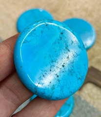 Large Blue  Turquoise Gemstone 50mm(2")  Round Coins | Cabochon Loose Semi Precious Gemstone Discs Loose Turquoise Round Coins 5pcs
