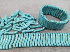 Double Holes--30x4mm Blue  Turquoise  Bangle Bracelet Bar-tube-column stretch bracelets 8inch Birthday gift