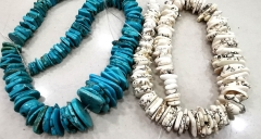 18" L--Bone white -Rainbow-  Blue Turquoise Magnesite Drilled slab Slice Loose Beads Jewelry,Raw Spacer Slab Beads  12-25mmNecklace
