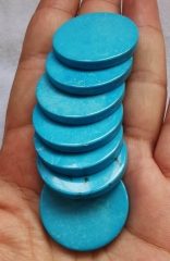 No drilled-- 10pcs 8mm 30mm(1.2") Blue Turquoise stone round disc  Coin Beads - turquoise cabochon DIY