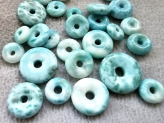 Genuine  Larimar Donut Gemstone  Circle donut gemstone for earrings -braclete-pendant focal bead 15-35mm