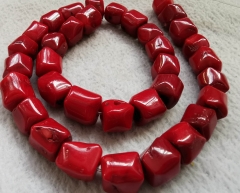 40CM red coral jewelry Faceted Brick  squere  box  barrel 10-14mm   sea coral  loose bead for jewelry making