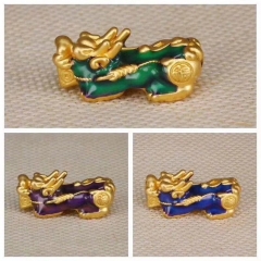 Lapis Blue Emeral green Brass Pixiu Cloisonne Money Pixiu Animal  Charm purple gold Changeable Jewelry Findings 13-25mm 2pcs