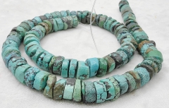 Natural Genuine Turquoise Heishi Rondelle Disc 4-12mm 15.5" Gemstone Beads Style Disk Stone Beads Spacer rondelle for DIY Jewelry Designs