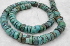 Natural Genuine Turquoise Heishi Rondelle Disc 4-12mm 15.5" Gemstone Beads Style Disk Stone Beads Spacer rondelle for DIY Jewelry Designs