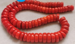 Oranger Red Coral Red Bamboo Coral  10-20mm 8inch Heishi Disc Wheel Spacer Beads for jewelry making DIY