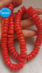 Oranger Red Coral Red Bamboo Coral  10-20mm 8inch Heishi Disc Wheel Spacer Beads for jewelry making DIY
