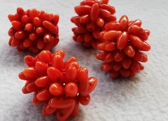Red  Coral branch pendants  Coral Carve, Pineapple Coral Carvings,18-25mm 2pcs  Coral Earrings charm
