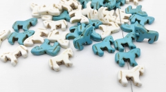 20pcs White Turquoise Blue Hanamde  24x14mm Zuni Horse Turquoise Earrings Charm- Horse Stone Spacer Loose Beads  for Jewelry Charm Making