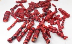 Large Red  Coral branch pendants 40-100mm 4inch 2pcs  Freeform bar beads for jewerly making
