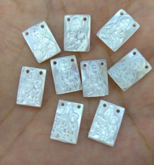 12pcs Genuine Pearl shell jewelry Jess -Virgin Mary cameo pendants - white mother of pear - rectangle jewelry making supplies