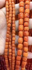 Natural Orange Bamboo Coral Barrel  Drum Rice Shaped Beads. 6-12mm 15.5 inch strand Gemstone Beads